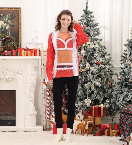 Ahegao Unisex Ugly Christmas Sweater 3D Printed Funny Graphic Pullover Sweatshirts for Party in Kuwait