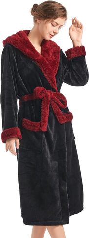 Inner Wish Women Hooded Plush Robe, Fleece Cozy Warm Bathrobe in Saudi Arabia