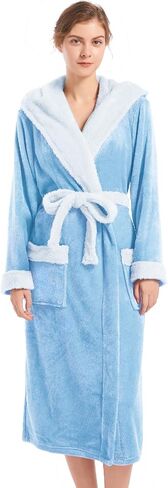 Inner Wish Women Hooded Plush Robe, Fleece Cozy Warm Bathrobe in Saudi Arabia