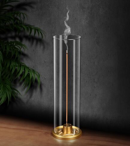 Incense Holder, Insence-Stick Holder [Anti-Ash Flying], Modern Incense Burner for Sticks with Removable Glass Ash Catcher, for Home Decor Yoga Meditation-Gold in Saudi Arabia