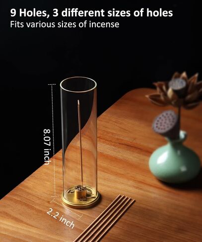 Incense Holder, Insence-Stick Holder [Anti-Ash Flying], Modern Incense Burner for Sticks with Removable Glass Ash Catcher, for Home Decor Yoga Meditation-Gold in Saudi Arabia