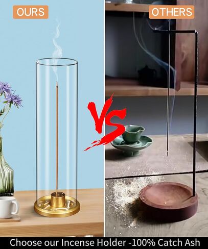 Incense Holder, Insence-Stick Holder [Anti-Ash Flying], Modern Incense Burner for Sticks with Removable Glass Ash Catcher, for Home Decor Yoga Meditation-Gold in Saudi Arabia