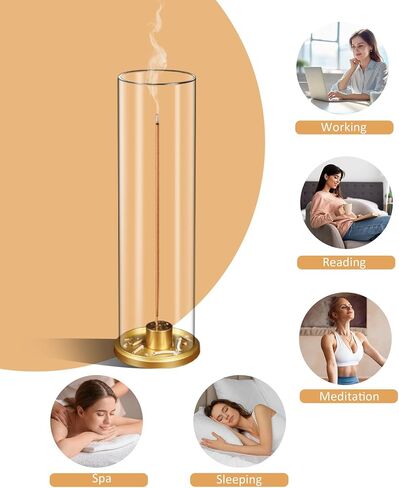 Incense Holder, Insence-Stick Holder [Anti-Ash Flying], Modern Incense Burner for Sticks with Removable Glass Ash Catcher, for Home Decor Yoga Meditation-Gold in Saudi Arabia