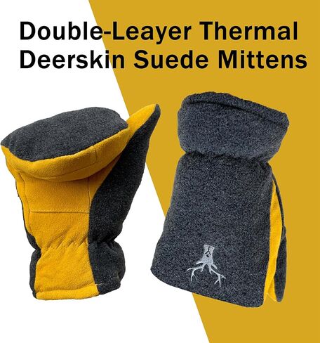 SKYDEER Upgraded Winter Mittens with Soft Deerskin Suede Leather & Thermal Polar Fleece & Warm C100G 3M Thinsulate Insulation in Kuwait