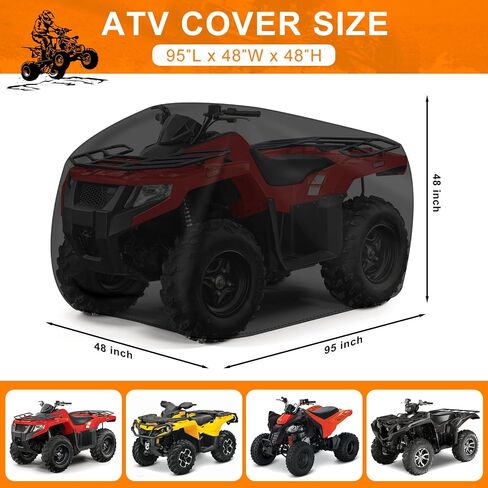 Comnova ATV Cover for 4 Wheelers - 95 Inch ATV Covers 600D Heavy Duty & Waterproof, Outdoor Four Wheeler Quad Cover All Weather Large for Polaris, Kawasaki, Arctic Cat, Honda, Yamaha and More in Kuwait