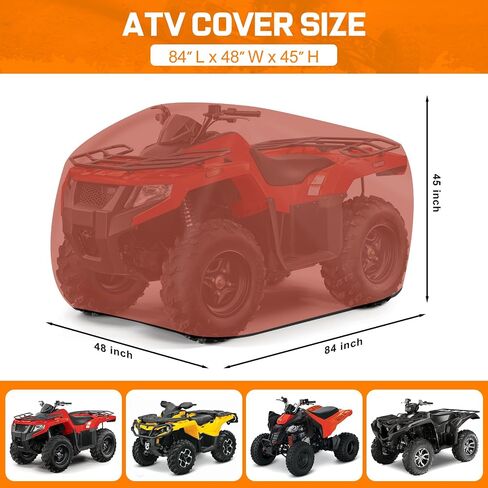 Comnova ATV Cover for 4 Wheelers - 95 Inch ATV Covers 600D Heavy Duty & Waterproof, Outdoor Four Wheeler Quad Cover All Weather Large for Polaris, Kawasaki, Arctic Cat, Honda, Yamaha and More in Kuwait