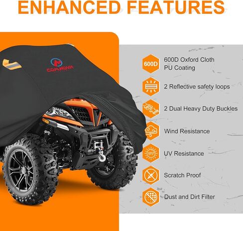 Comnova ATV Cover for 4 Wheelers - 95 Inch ATV Covers 600D Heavy Duty & Waterproof, Outdoor Four Wheeler Quad Cover All Weather Large for Polaris, Kawasaki, Arctic Cat, Honda, Yamaha and More in Kuwait