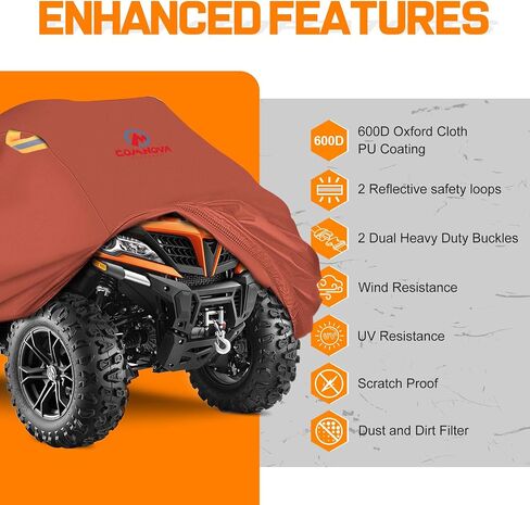 Comnova ATV Cover for 4 Wheelers - 95 Inch ATV Covers 600D Heavy Duty & Waterproof, Outdoor Four Wheeler Quad Cover All Weather Large for Polaris, Kawasaki, Arctic Cat, Honda, Yamaha and More in Kuwait
