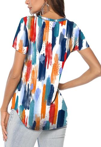 Amoretu Womens T Shirts V Neck Short Sleeve Tshirt Basic Tee Curved Hem Tops in Saudi Arabia