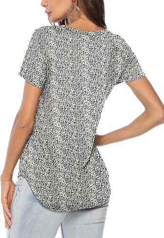 Amoretu Womens T Shirts V Neck Short Sleeve Tshirt Basic Tee Curved Hem Tops in Saudi Arabia