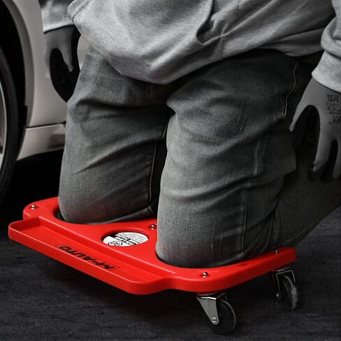 M-AUTO Rolling Knee Creeper Durable Knee Pads with Full 360 Degree Turn Casters and Tool Tray, Garage Kneeling Pads on Swivel Castors for Home Workshop Auto Repairing Maintaining, Black in Saudi Arabia