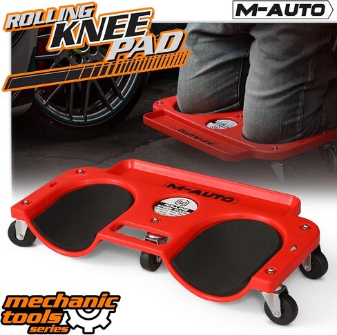 M-AUTO Rolling Knee Creeper Durable Knee Pads with Full 360 Degree Turn Casters and Tool Tray, Garage Kneeling Pads on Swivel Castors for Home Workshop Auto Repairing Maintaining, Black in Saudi Arabia