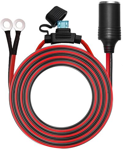 Chanzon 12V / 24V Power Supply Car Plug Outlet - 6FT/3FT UL 16AWG Cable with 15A Fuse - Heavy Duty DC Cigarette Lighter Female Socket Extension with Perforated Terminal Direct Battery Type in Saudi Arabia