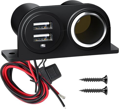 Dual USB Outlet Cigarette Lighter Socket Splitter 12V 4.2A Car Charger Power Outlet Adapter Replacement with Blade Fuse for RV Boat Marine Truck ATV UTV Bus etc in Kuwait