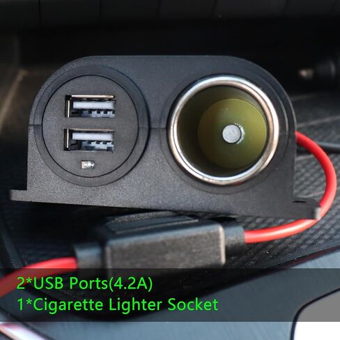 Dual USB Outlet Cigarette Lighter Socket Splitter 12V 4.2A Car Charger Power Outlet Adapter Replacement with Blade Fuse for RV Boat Marine Truck ATV UTV Bus etc in Kuwait