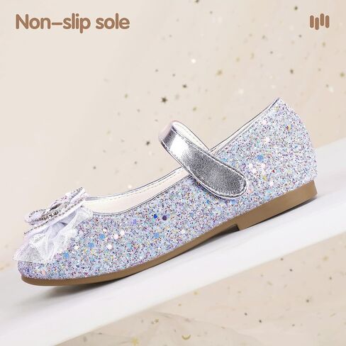 Hehainom Toddler Dress Shoes Mary Jane Ballet Flats Sparkly Bow Little Kid Girls Wedding Party Shoes in Saudi Arabia