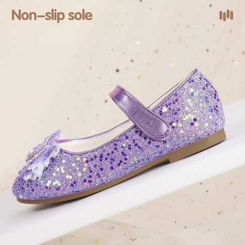 Hehainom Toddler Dress Shoes Mary Jane Ballet Flats Sparkly Bow Little Kid Girls Wedding Party Shoes in Saudi Arabia