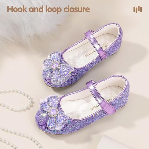 Hehainom Toddler Dress Shoes Mary Jane Ballet Flats Sparkly Bow Little Kid Girls Wedding Party Shoes in Saudi Arabia