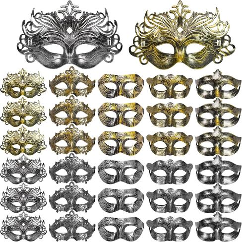 30 Pcs Masquerade Masks,Mardi Gras Mask for Men Women,Vintage Antique Masks Venetian Masks for Costume Party Cosplay in Kuwait