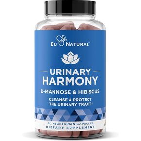 Urinary Harmony D-Mannose Supplement – Urinary Tract Health for Women – Potent Clinical Strength Formula Cleanses and Flushes the Urinary System – 60 Fast Acting Capsules (Improved Comfort in 7 Days)
