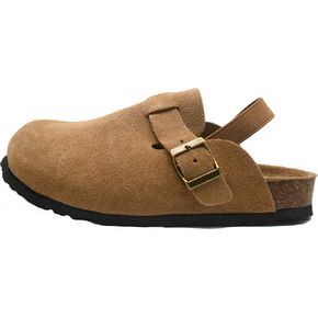 Kids Suede Clogs Toddler Clogs Boys Girls Sandals Cork Adjustable Buckle Mules Kid Slippers Flat Shoes Black