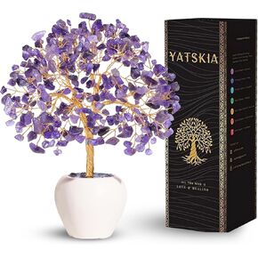 YATSKIA Rose Quartz Tree, Gemstone Tree, Healing Crystals and Stones, Quartz Crystal Tree, Birthday Gifts for Mom, Tree of Life Decor, Unique Gifts for Women, Crystal Decorations