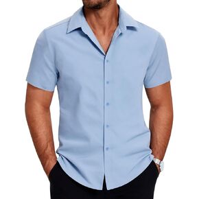 COOFANDY Men's Untucked Dress Short Sleeve Button Down Shirt Casual Summer Shirt