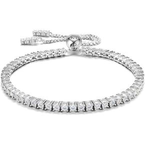 (2.4-5.5-12.9carats) Adjustable D color Moissanite Tennis Bracelet for Women Men - 925 Sterling Silver Plated with 18K White Gold Chain in Saudi Arabia