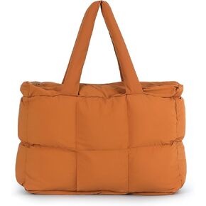 GOKTOW Large Puffer Tote Bag for Women,Quilted Handbag Lightweight Purse for Work Travel Gym