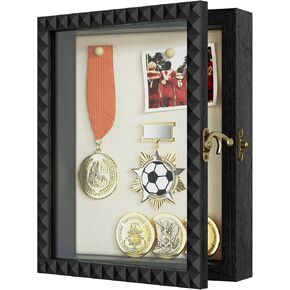 SZQINJI Shadow Box Frame 11x14 Deep Large Shadow Box Display Cases Wood Memory Box with Diamond Shape Door Vintage Lock for Graduation Medals Photos Baby Wedding Flower Pet Memorial Keepsakes White