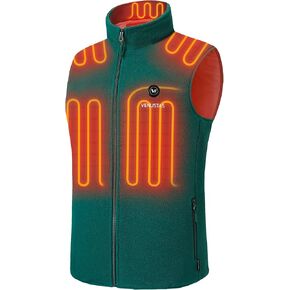 Venustas Men's Fleece Heated Vest with Battery Pack 7.4V, Lightweight insulated Electric Vest