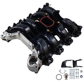 Upper Intake Manifold w/Gasket Thermostat Kit | Fit for Ford Crown Victoria Mustang Thunderbird, Mercury Grand Marquis Cougar, Lincoln Town Car V8 4.6L | OE# F6SZ9424AA F8AZ9424AAA F8AZ9424BC 615-178