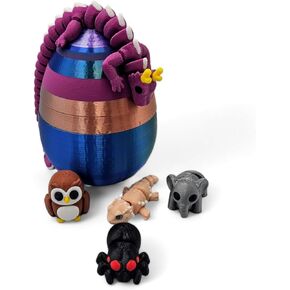 10 Pack Mystery Mini Animal Packs - 3D Printed Articulating Figurines - Unique and Fun Designs Includes Mystery Egg - Stress Relief (10 Pack)