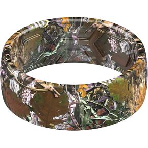 ThunderFit Silicone Wedding Rings for Men, Breathable Printed Design Rubber Engagement Bands 8mm Wide 2mm Thick