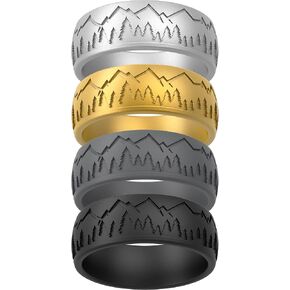 ThunderFit Silicone Wedding Rings for Men, Rubber Engagement Bands 9mm Wide 2mm Thick