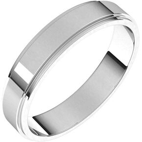 Flat Wedding Band Beveled Edge Solid 925 Sterling Silver Real 10k 14k 18k Yellow Rose White Gold OR Platinum Ring Classic Plain Stepped 3mm 4mm 5mm 6mm 8mm