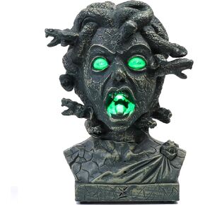 EVAPLUS 12 inch Electronic Animated Medusa Bust,Indoor/Outdoor Halloween Decoration,Creepy Tabletop Decor
