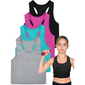 4 Pieces Girls Dance Tank Top Racerback Crop Tank Top Sleeveless Dance Top for Ballet Sport Gymnastics Dancewear(7-8 Year)