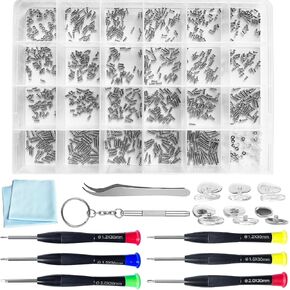 Eyeglass Repair Kit, 24 Types Screws for Eyeglass, Wide Range of Frame Screws, Hinge Screws, Nose Pads Screws - Essential Eye Glasses Repairing Kit Tool