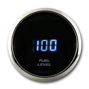 MOTOR METER RACING MGS Series 52mm 2-1/16" Electrical Fuel Level Gauge 240-33 ohms White Dial White & Amber LED Backlit Waterproof