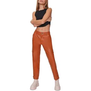 Forever 21 Women's Faux Leather Cargo Ankle Pants