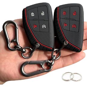 TANDRIVE Key Fob Cover for 2025 2024 2023 Chevy Colorado Equinox Silverado GMC Canyon Sierra, 4 Button, Silicone, 2-Pack, Black