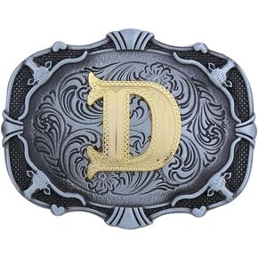 Btilasif Kids Western Cowboy Texas Rodeo Belt Buckle for Boys Girls, Initial Letters A to Z Belt Buckles for Men