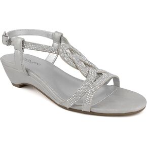 LONDON FOG Women's Meadow Wedge Sandals, Rose Gold Fabric, 6.5