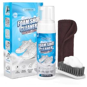 LANBEIDE Shoe Cleaner, Shoe Cleaning Kit-6.76 Oz Sneaker Cleaner with Brush and Towel, White Shoe Cleaner Foam Shoe Cleaner
