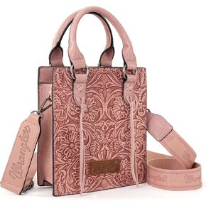 Wrangler Small Crossbody Bag for Women Tooling Top Handle Handbags and Mini Tote Bag