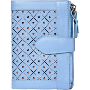 Genuine Leather Made Casual Wallet for Women-Sky Blue, Red, Classic
