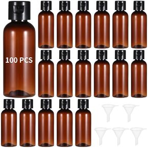 100 Pack 2 oz Plastic Empty Travel Bottles with Flip Cap 60ml Travel Size Containers Portable Leak Proof Clear Plastic Bottles Refillable Dispensing Bottles for Liquid Shampoo Lotion