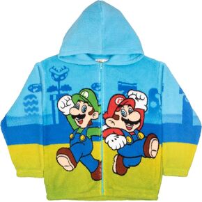 Nintendo Super Mario Brothers Sherpa Hoodie - Zip-Up Hooded Sweatshirt Jacket for Kids