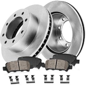 Callahan Rear Drilled Slotted Brake Disc Rotors and Ceramic Brake Pads + Hardware Brake Kit For 2013-2022 Ford F-250 F-350 Super Duty Single Rear Wheel